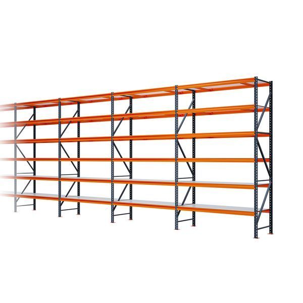 Painted metal shelving PIN Special 3000х10800х800 мм 6 shelves made of laminated chipboard 22253 photo