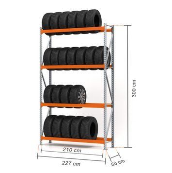 Galvanized metal rack for tires PIN Special-T1 3000х2270х500 мм 4 tiers 20032 photo