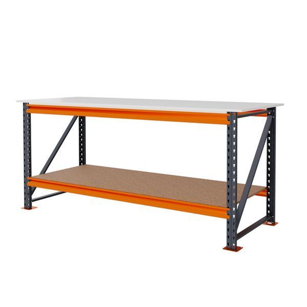 Metal workbench painted PIN Special 817х2300х678 mm laminated chipboard countertop 6827 photo