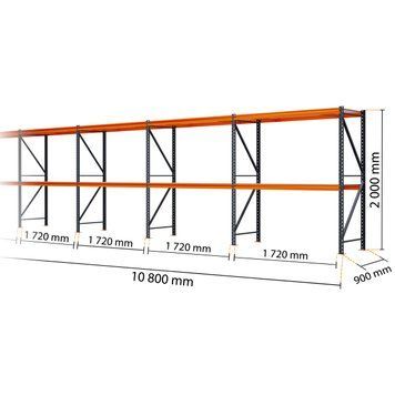 Painted metal shelving PIN Special 2000х10800х900 мм 2 shelves made of laminated chipboard 21329 photo