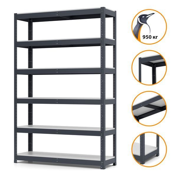 Painted metal shelving PIN Smart-400 2500х1838х500 мм 6 shelves made of laminated chipboard 1919 photo