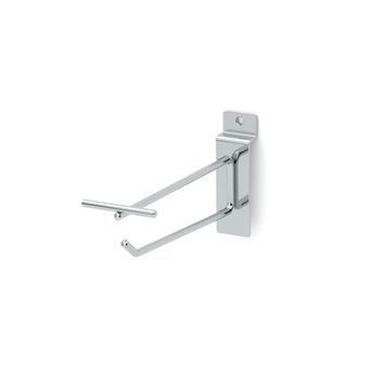 Single metal hook with price tag holder for slatwalls PIN Expo, L=100 mm, chrome-plated 2526 photo