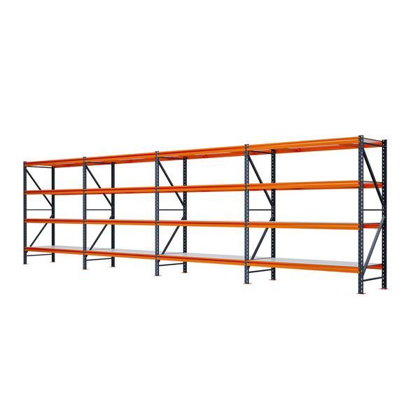 Painted metal shelving PIN Special 2000х7236х800 мм 4 shelves made of laminated chipboard 21248 photo
