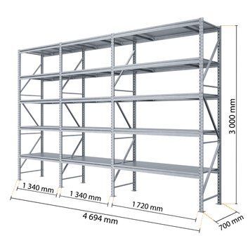 Galvanized metal rack PIN Special 3000х4694х700 мм 5 shelves 21966 photo